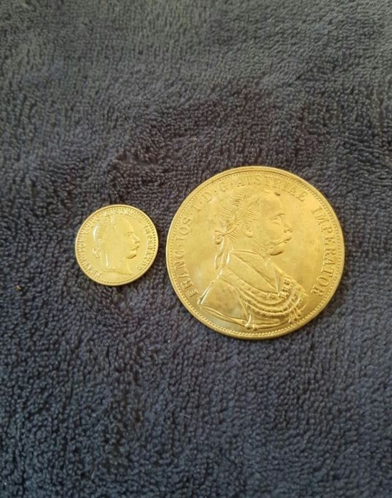 Copie moneda monede de 1 și 4 Franz Joseph Ducati aur cocoșei