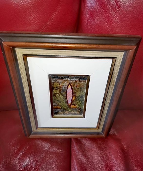 Картина миниатюра  масло дърво  “ Диалог “ Никола Певичаров Пловдив