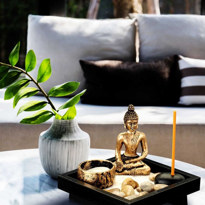 Gradina Zen cu Buddha Miniatura Japoneza cu Lumanare Nisip Betisoare