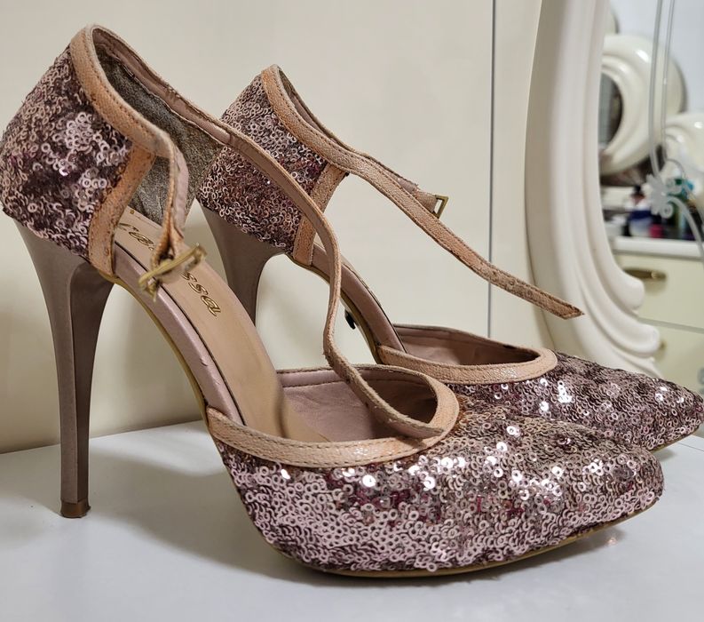 Pantofi cu toc, stiletto piele naturala