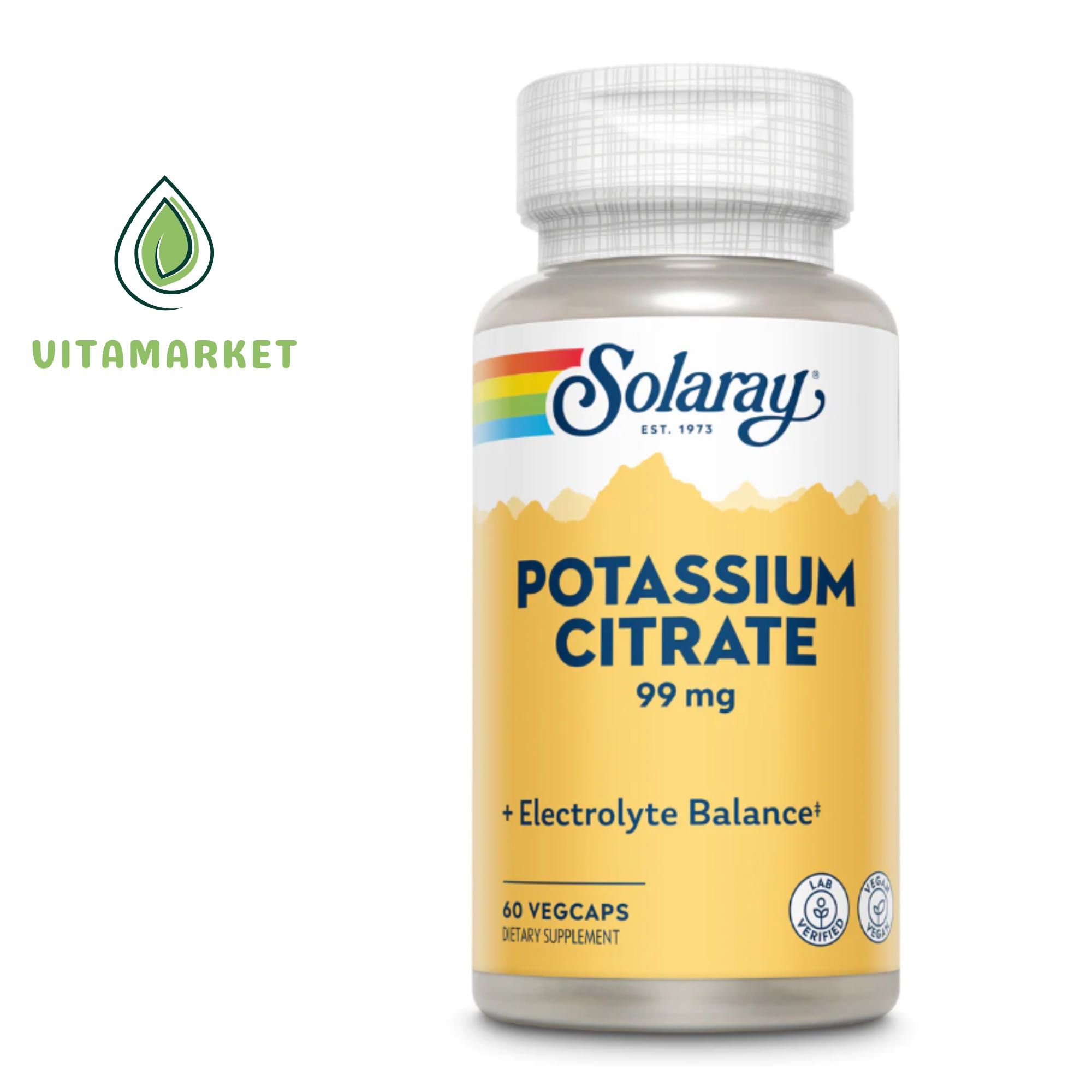 Калий цитрат - Potassium Citrate 99 мг 60 капсул от Solaray