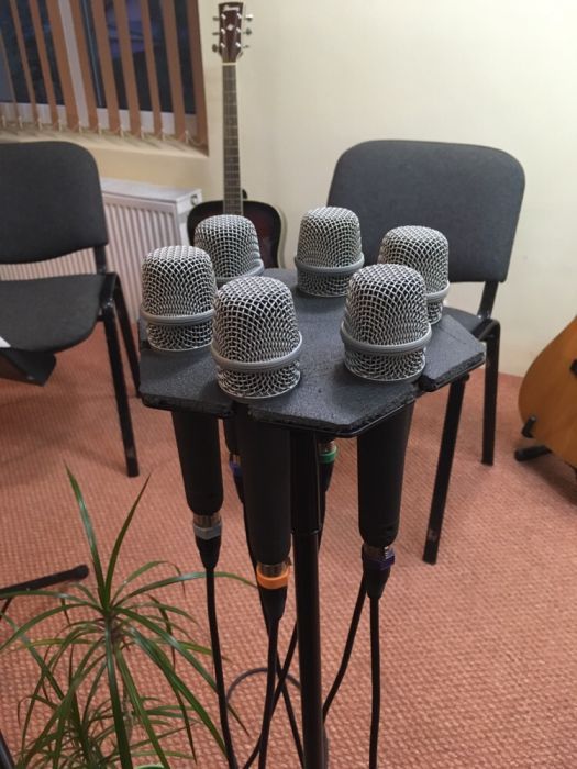 suport microfon | stativ 6 microfoane pentru scena | trepied