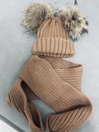 Шапка с шарфом зима 3-4-5 лет