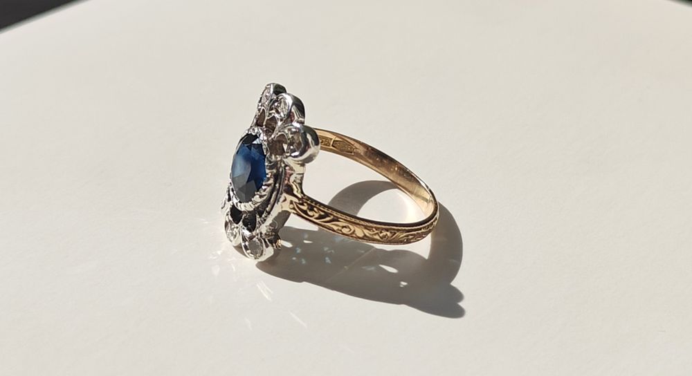 inel vechi aur diamante safir certificat