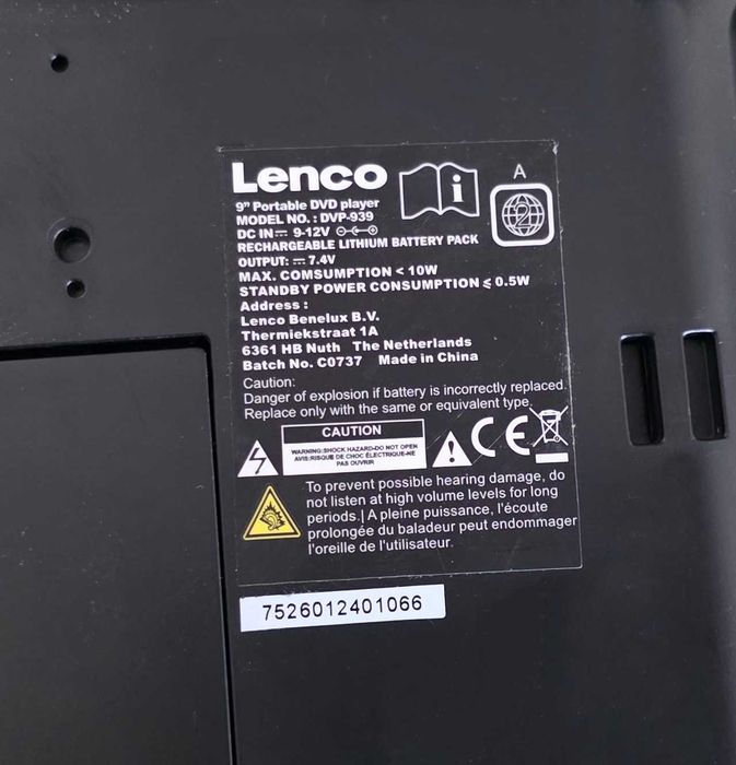 Dvd player portabil Lenco - 9 inch cu usb ,card,mp3,divx video