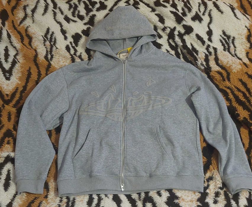 Hanorac Broken Planet gri cu fermoar, mărimea M – nou, cu etichetă