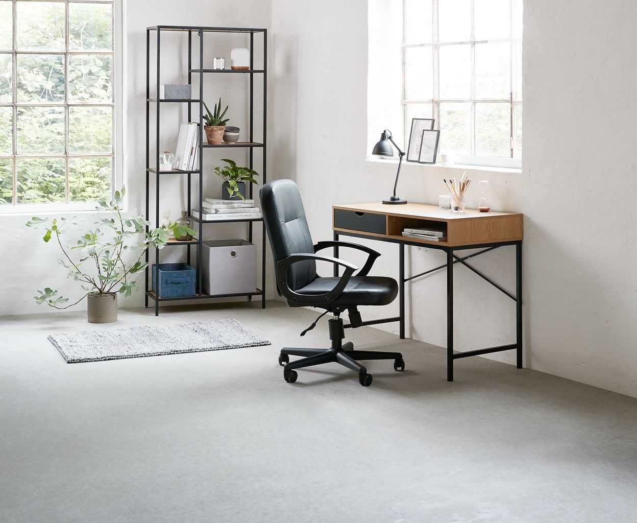 Masa birou calculator modern office ikea stejar negru otel mdf