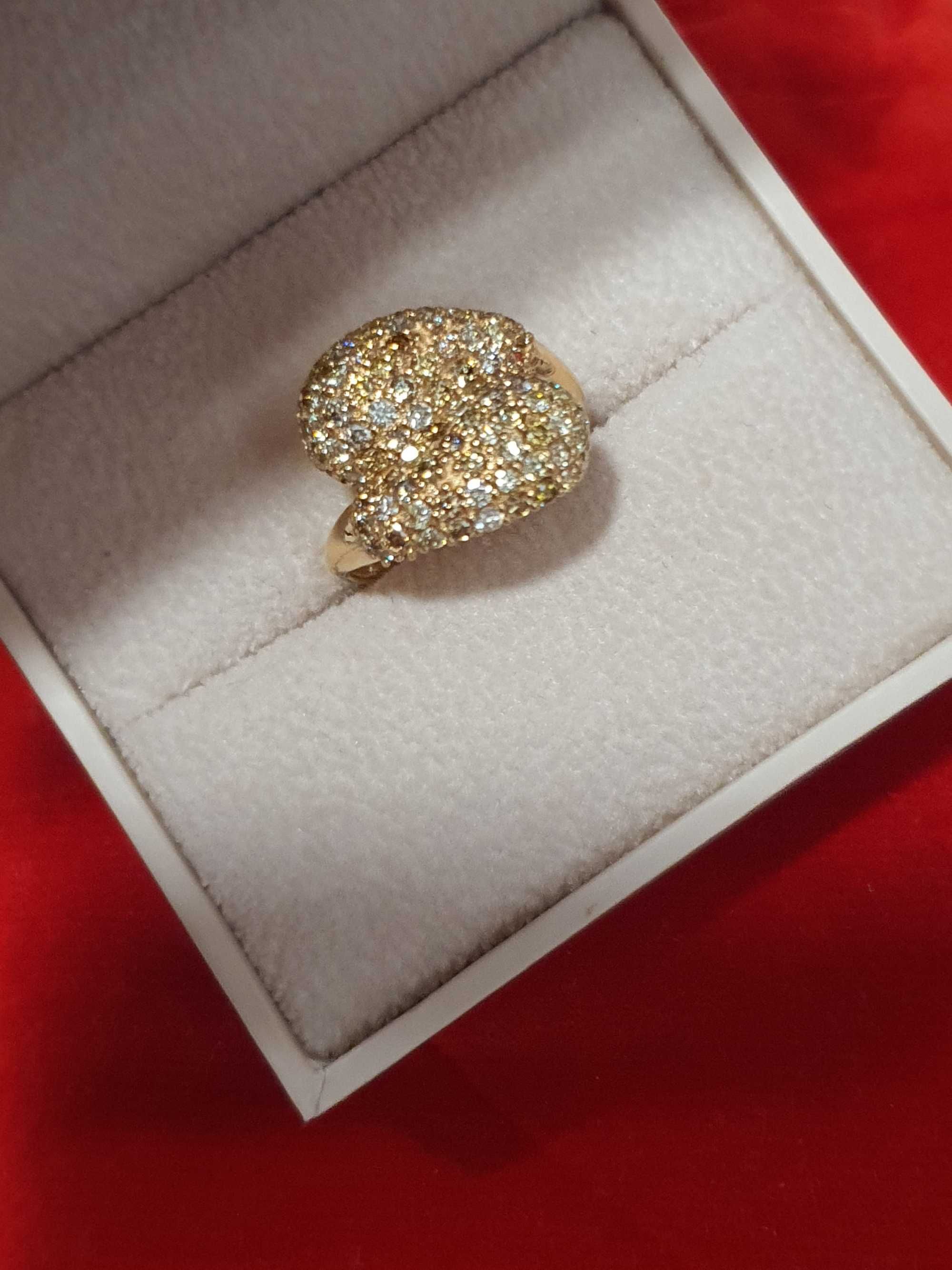 Inel Aur 14 kt cu Diamante naturale Fancy 1.94 ct