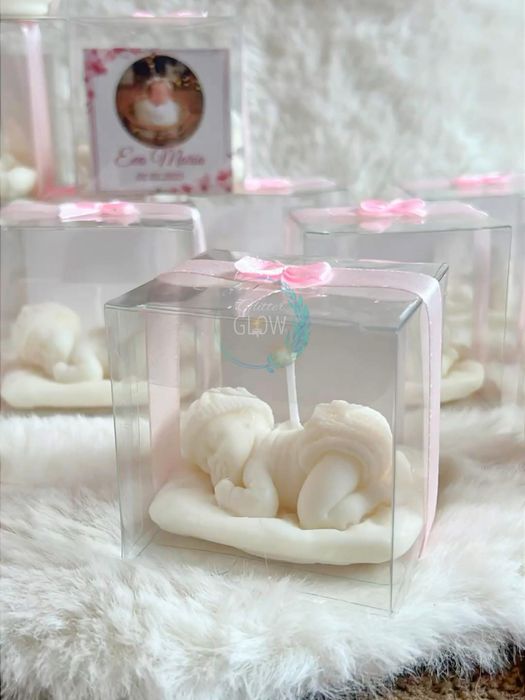 Marturie botez bebelus lumanare (culoare, ambalaj personalizat))