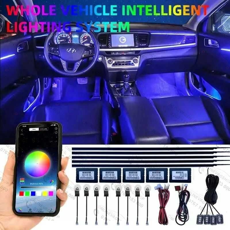 Lumini ambientale 18 in 1 Acrilice Led RGB cu aplicatie telefon