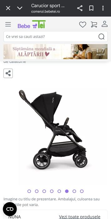 Carucior sport reversibil Triv Next, Caviar, Nuna