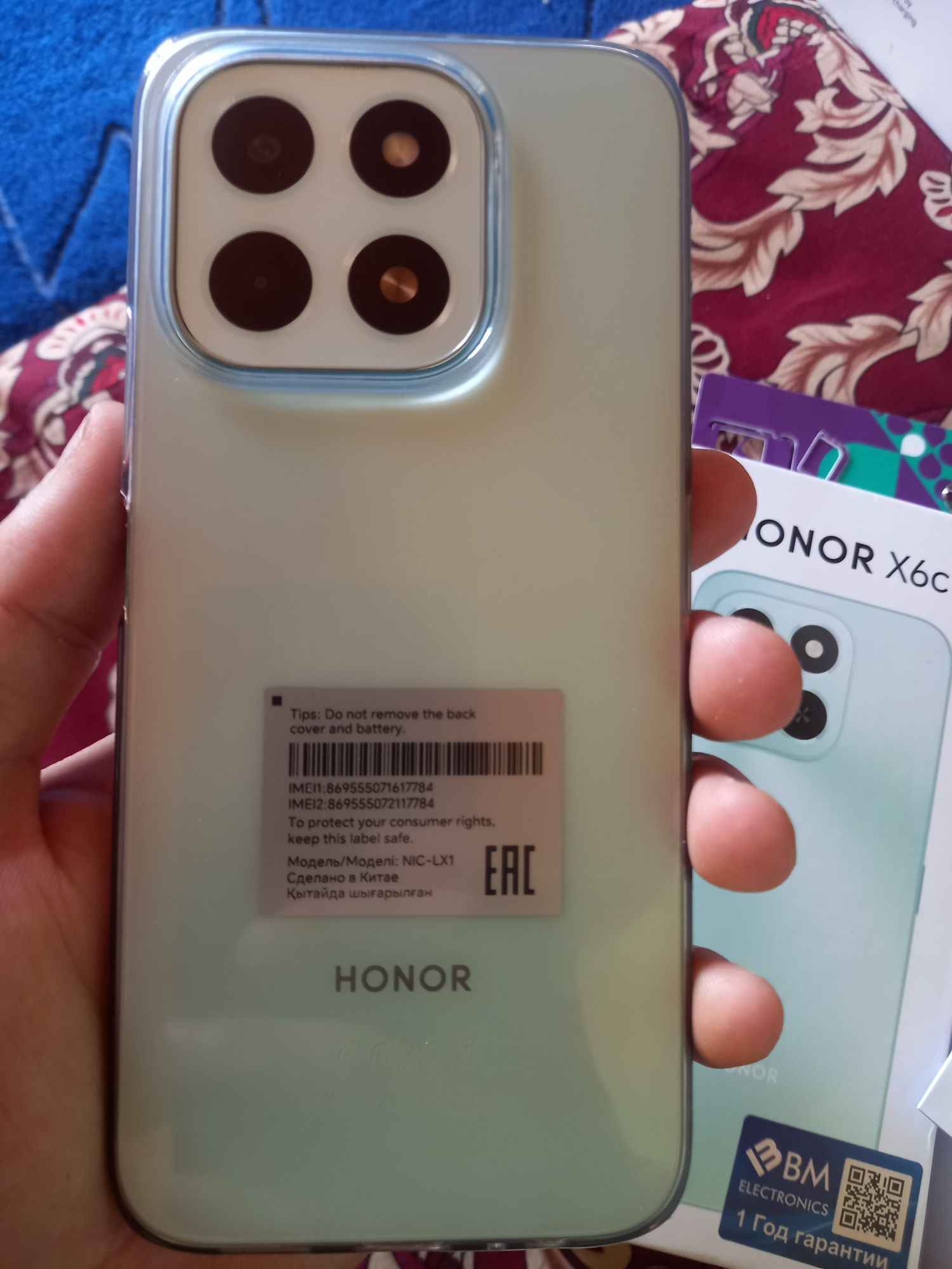 Honor x6c 6/128 sotiladi holati hali yangi