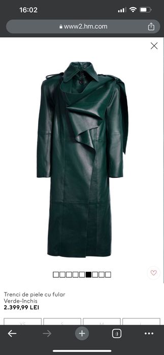 Trench haina de piele Mugler x HM mărime M