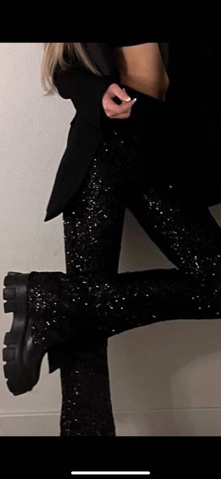 ZARA празничен панталон пайетен