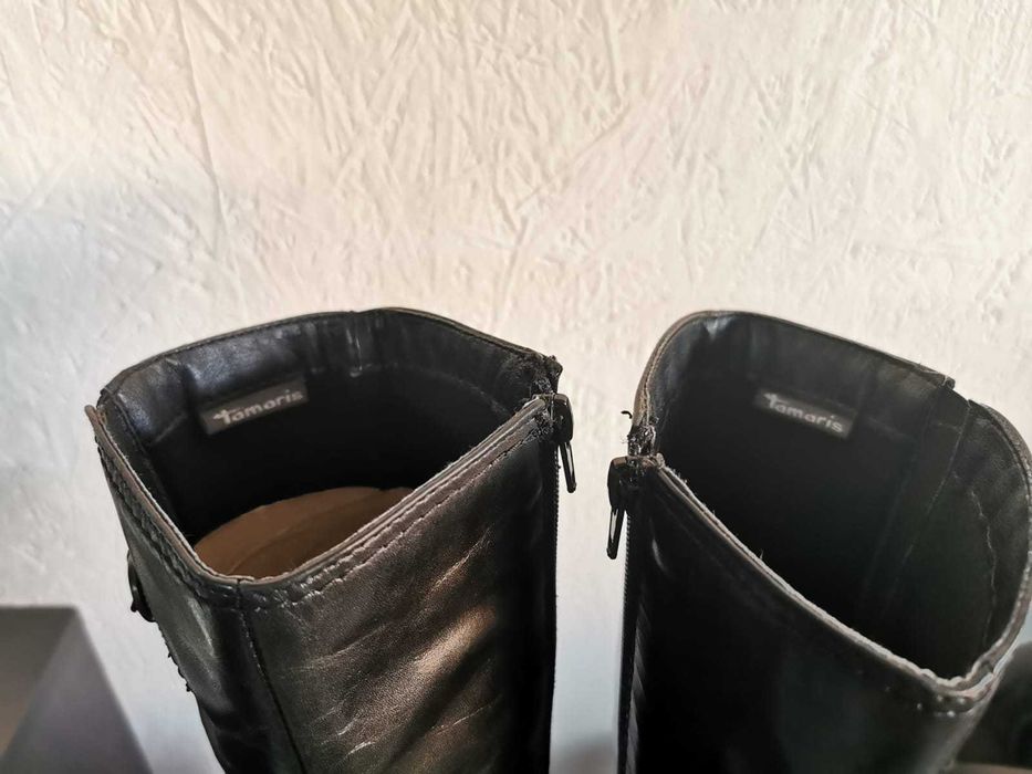Cizme de dama Tamaris, din piele, negre
