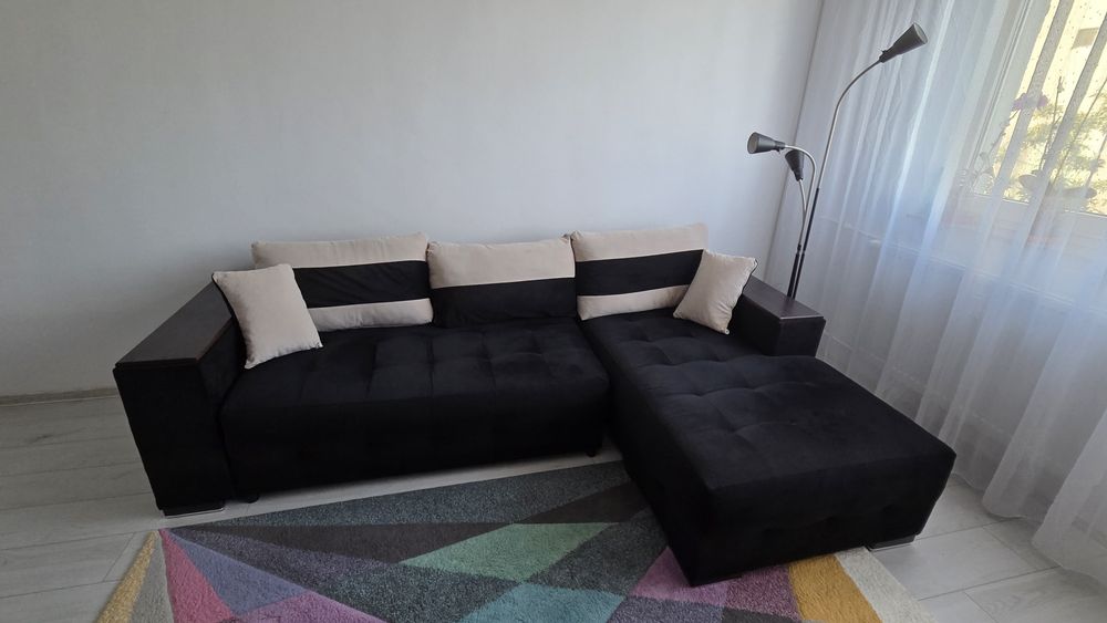 Vand coltar extensibil negru catifea