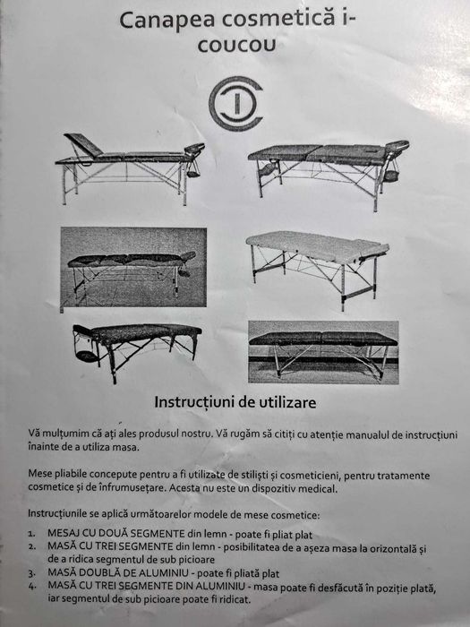 Masă masaj și cosmetică cadru aluminiu 3 secțiuni pliabilă