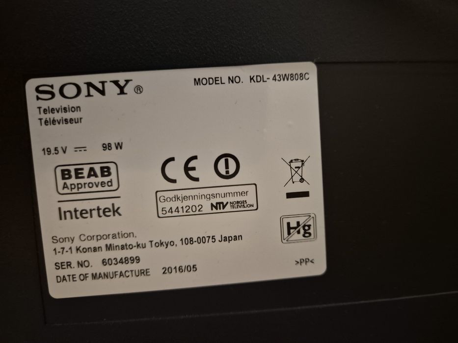 Телевизор Sony KDL-43W808C проблем с пикселите