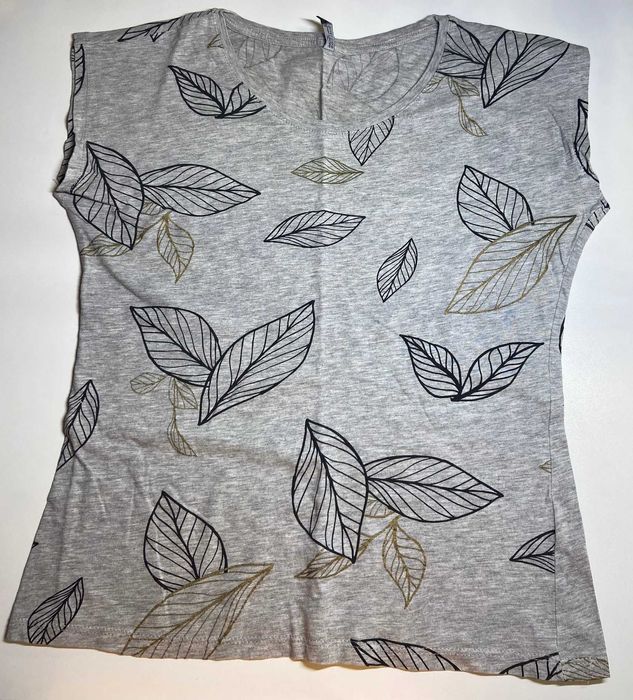 tricou gri cu frunze