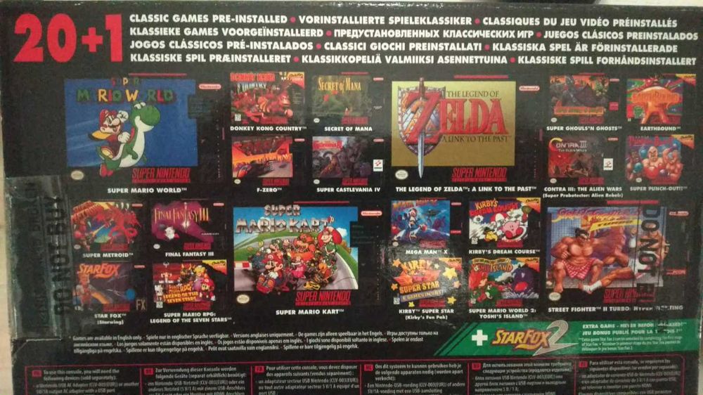 Consola Nintendo clasica Mini SNES cu 21 jocuri preinstalate