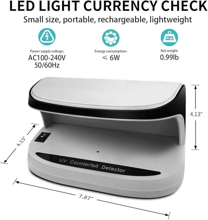 Детектор за валута с UV, WALALLA, 1200mah