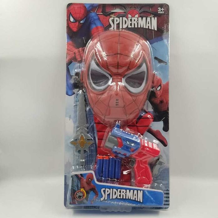 Спайдърмен комплект маска, пистолет Нърф и меч