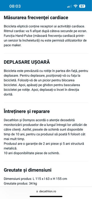 Bicicleta eliptica Domyos Essential 120