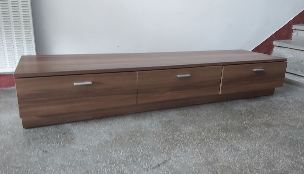 Set comoda TV mobila din 3 piese suport sertare dulap raft usi sticla