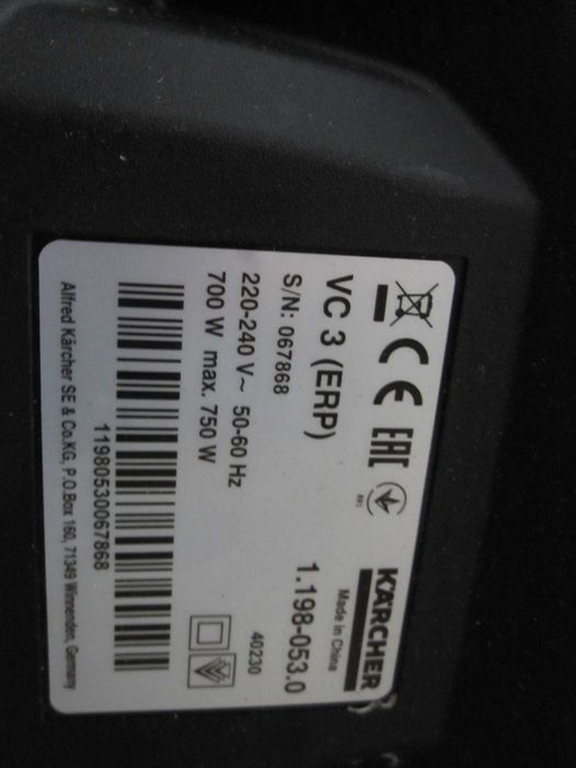 Aspirator fara sac Karcher VC 3, aspirare uscata, uz casnic