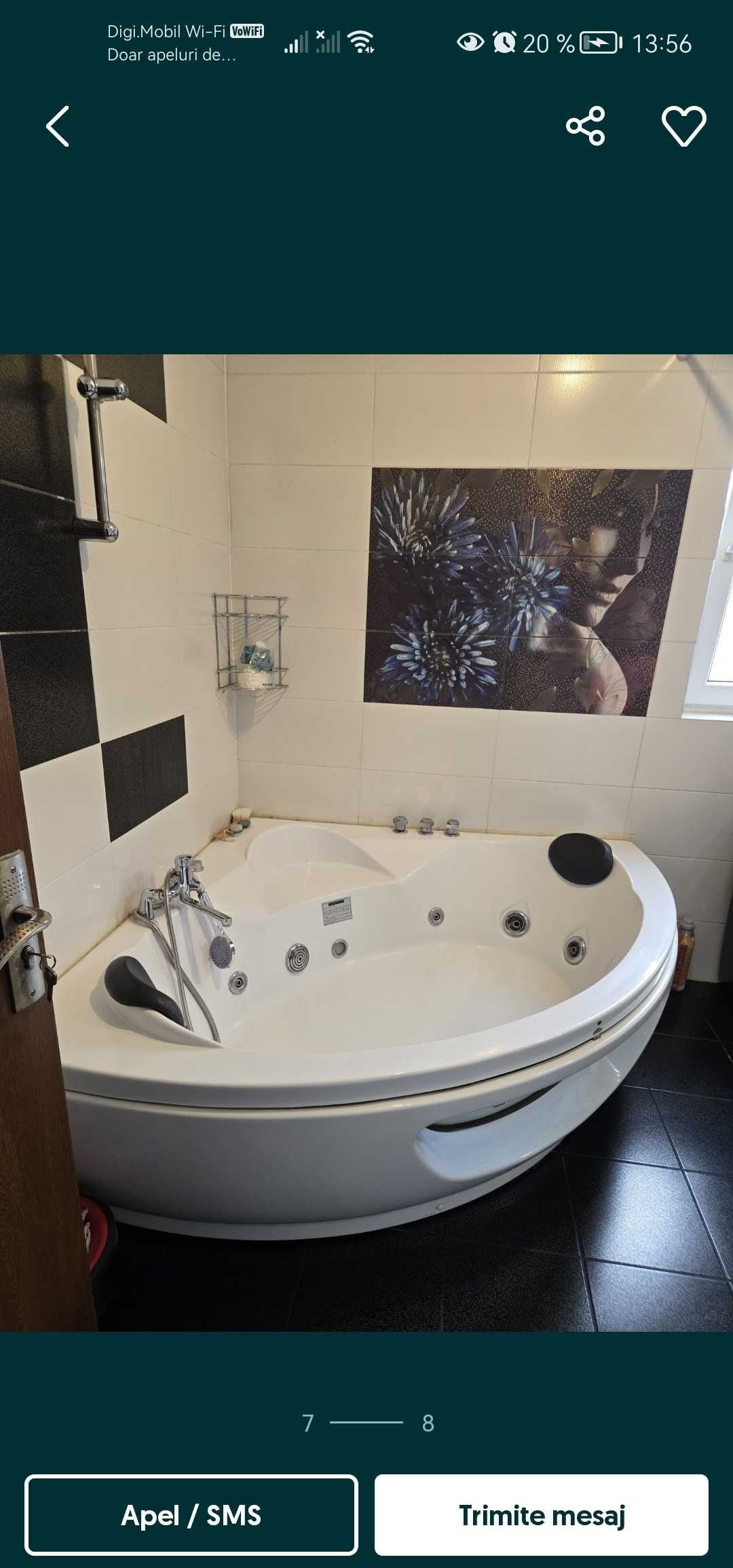 Cadă hidromasaj simetrica pe colț