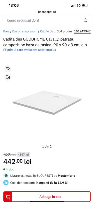Cadita de dus 90x90x3