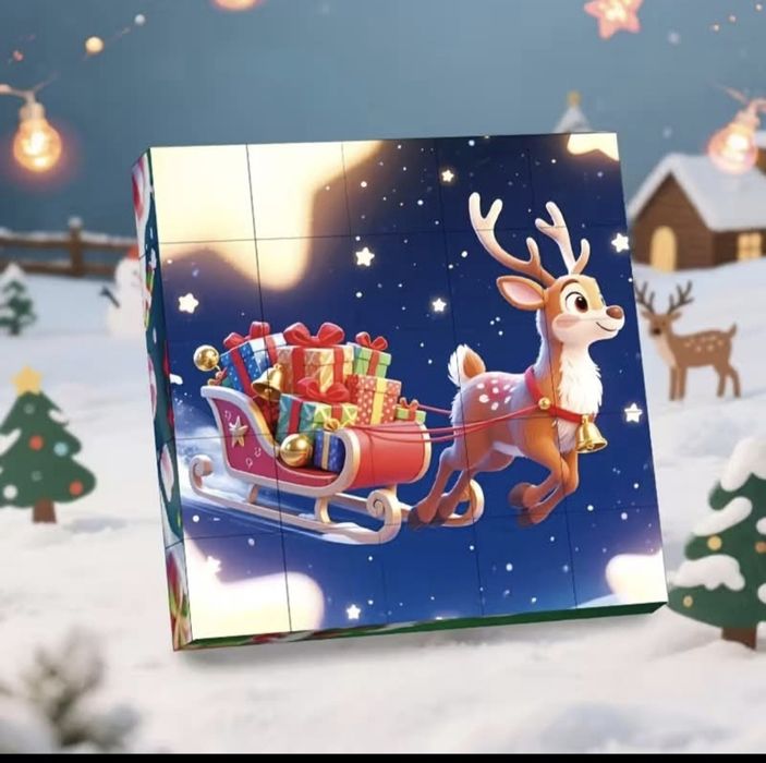 Коледен магнитен пъзел, 25 кубчета