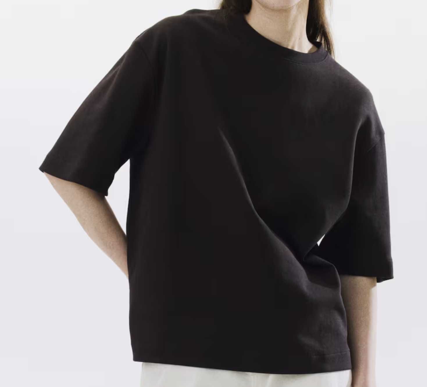 Женская футболка оверсайз, бренд H&M, цвет темно-бордовый, размер М