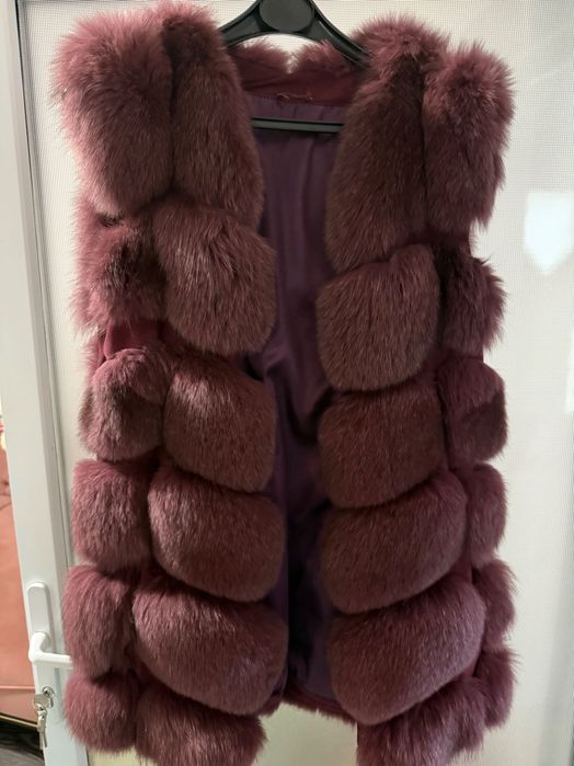 Vesta lunga de blana naturala