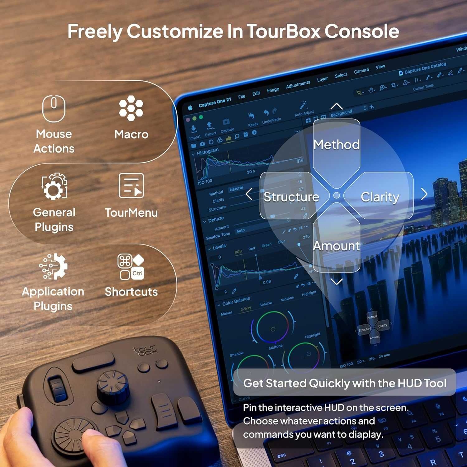TourBox Elite - Bluetooth контролер за редактиране на видео и снимки