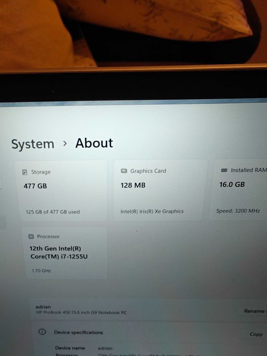 Laptop HP ProBook 450 G9  i7-1255U Full HD, IPS, 16GB DDR4, 512GB SSD