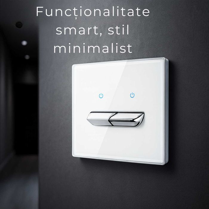 Intrerupatoare cap scara, design modern, functie de revenire,alb/negru