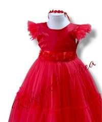 Rochiță roșie ocazie fetite 3,4,5,6,7 ani - rochiță roșie tulle