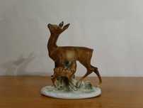 Statueta Art Deco din Portelan Bock-Wallendorf - Caprioara si puiul
