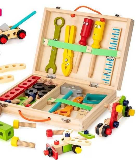 Jucarie Trusa   din lemn Montessori, 34 piese,