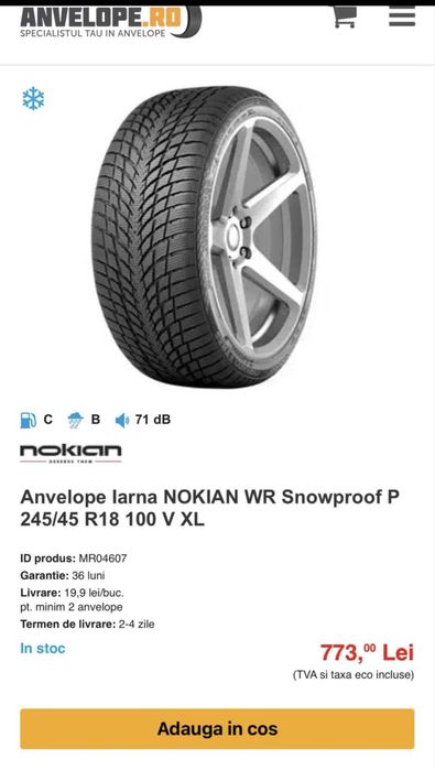 Vand 4 anveolpe 245 45 18 Nokian de iarna DOT 5520