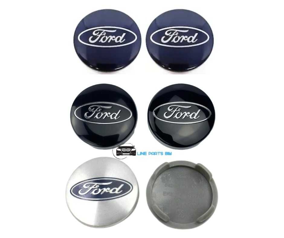 Set Embleme Capace Jante Aliaj Roti Ford 54mm Negru Albastru Argintiu