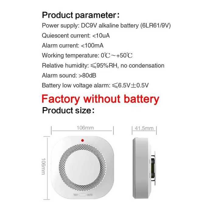 Detector smart scurgeri de fum Tuya WiFi- Detector monoxid de carbon