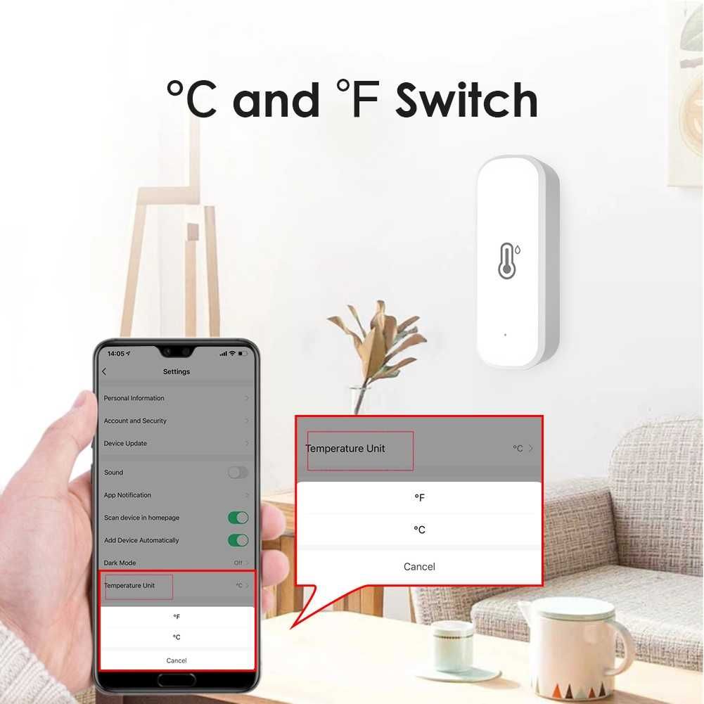 Wi-Fi smart сензор за влажност и температура, от -20 до +60С, 20214250