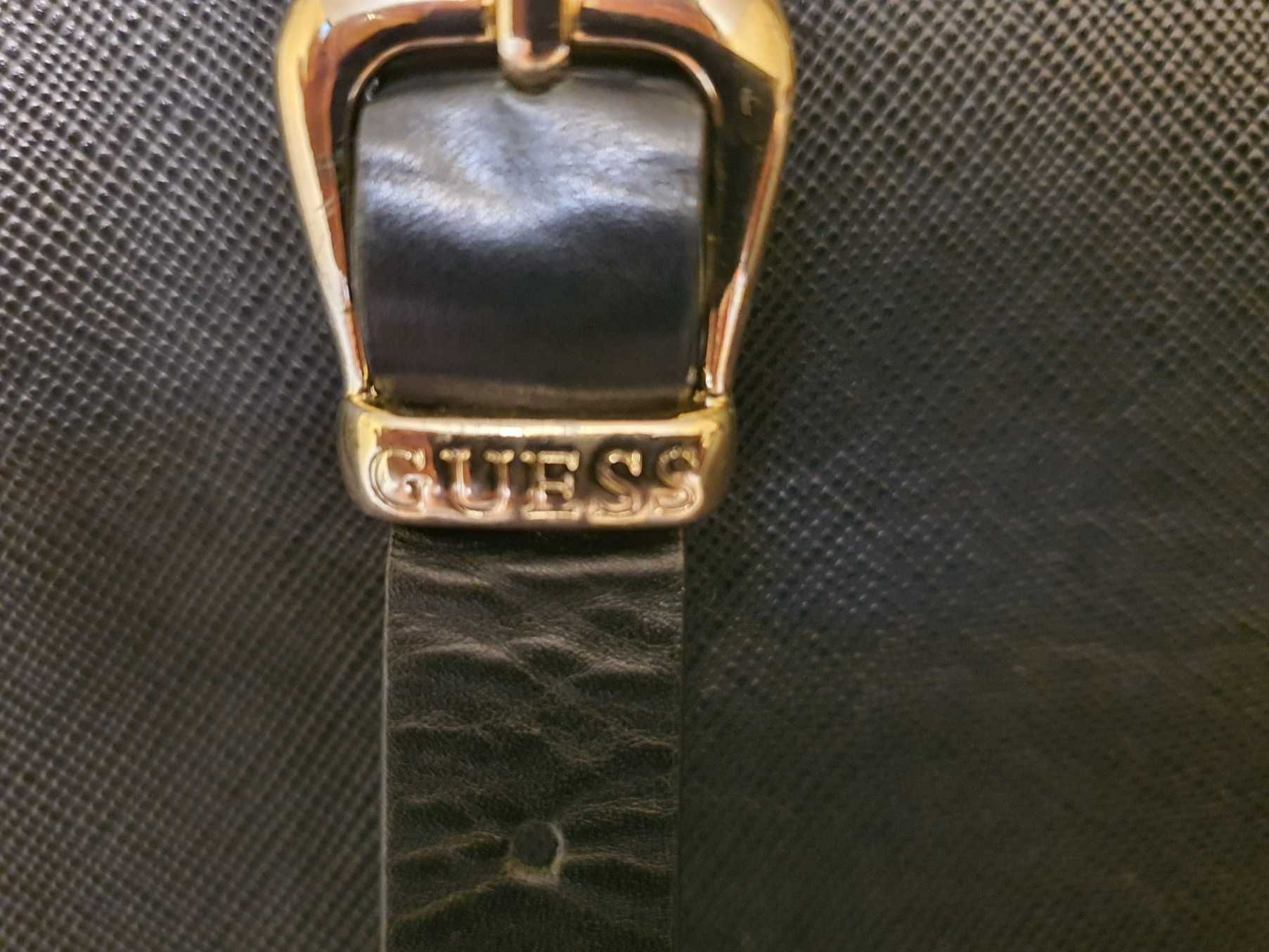 Чанта GUESS, черна, естествена кожа