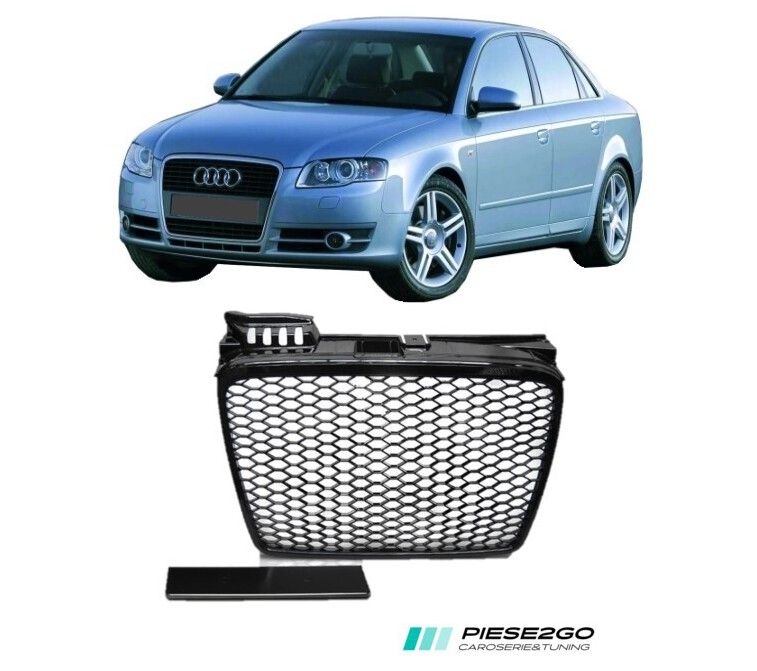 Grila radiator RS Look negru lucios Audi A4 B7 2005|2006|2007