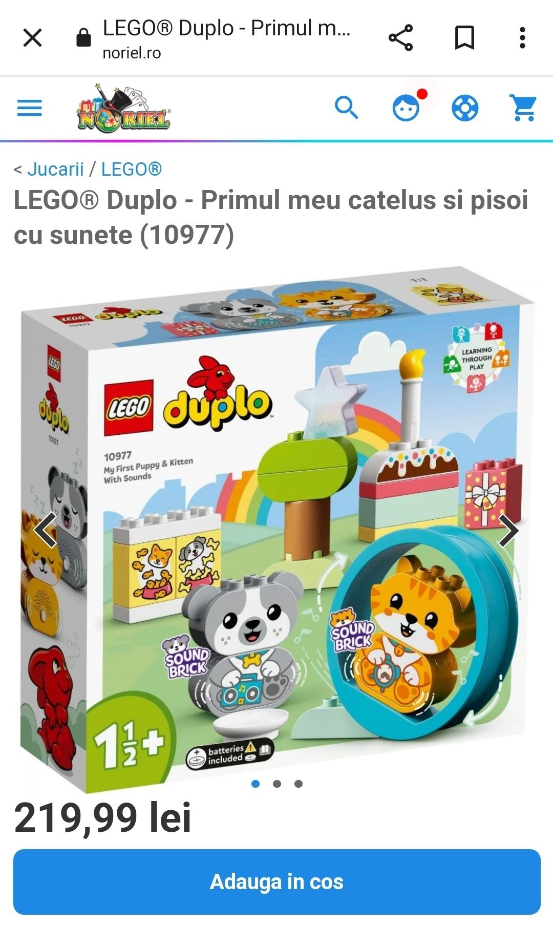 Joc Lego Duplo complet aniversare pisicuța cățeluș cu sunete > 18 luni