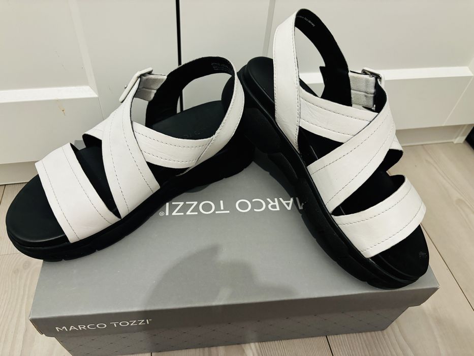 Sandale albe 38 din piele naturala