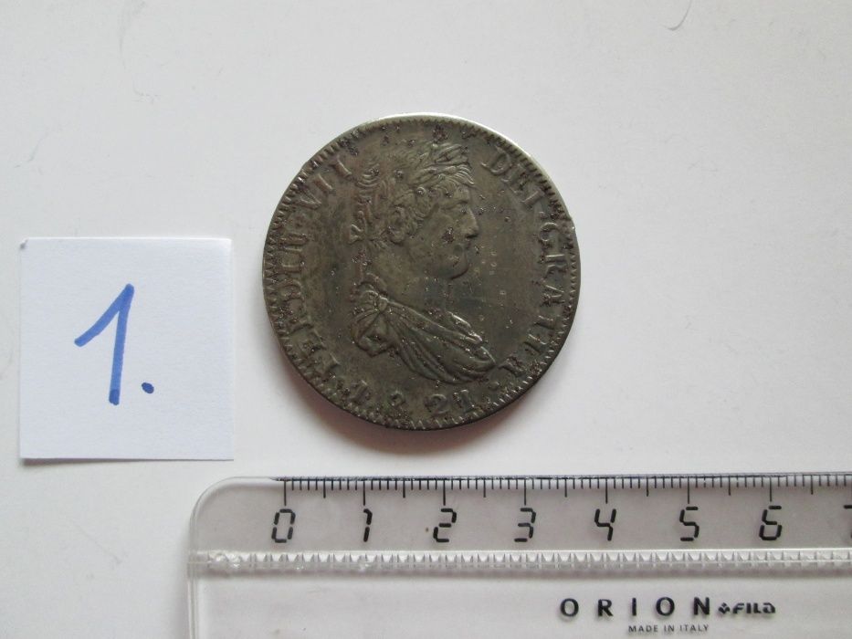 1821 Ferdin VII dei Gratia 8R, испанска сребърна монета