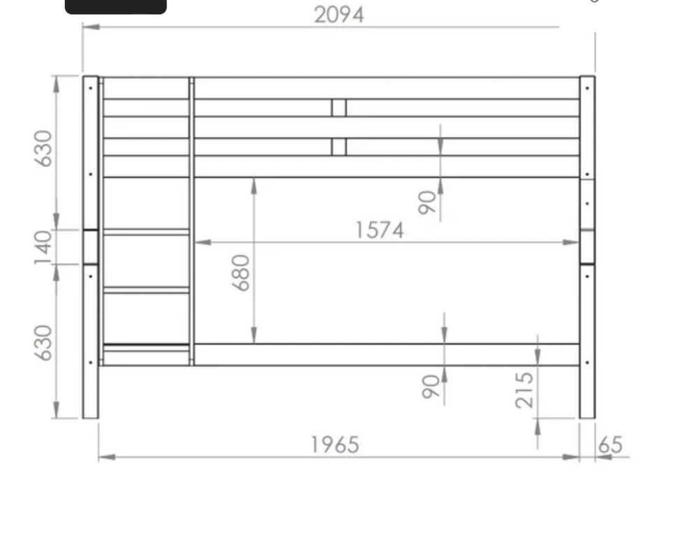 Pat Supraetajat Copii din lemn de pin 90*200cm